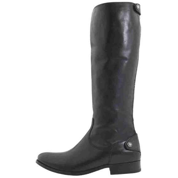 Frye MELISSA Button Black Riding Cowboy Tall Knee High Boots Shoes Flats 6 NIB - Picture 2 of 7